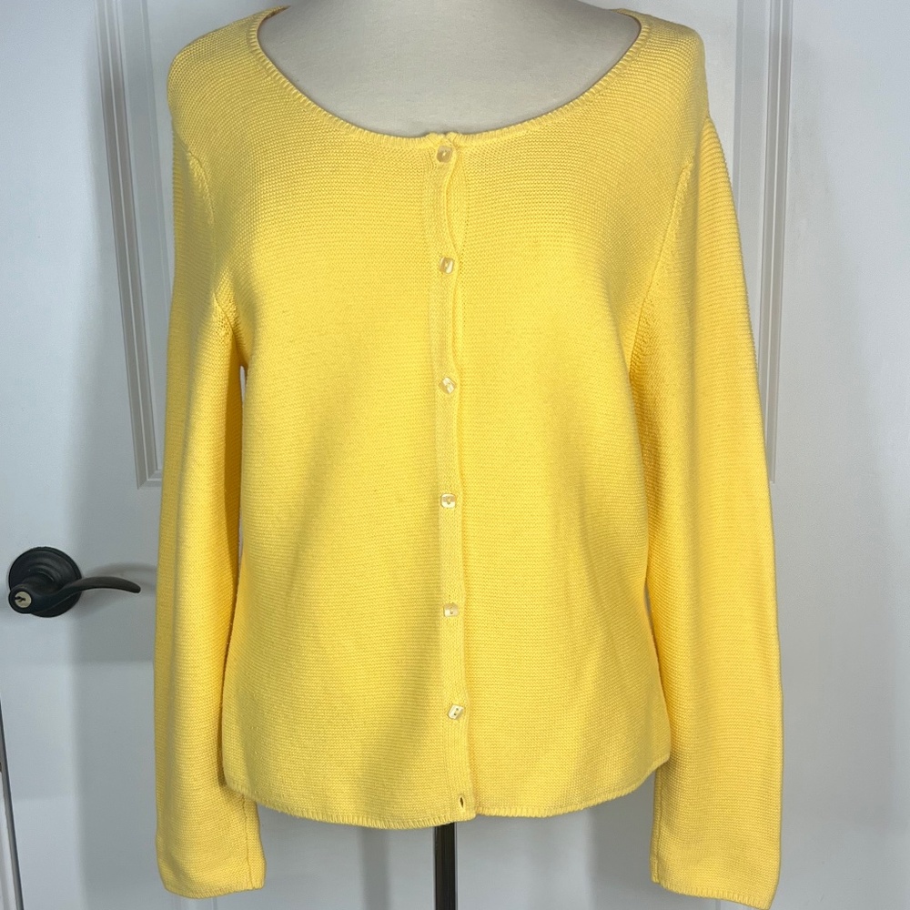 Talbots Sz.LP, Lemon Yellow, Button Down Cardigan Sweater